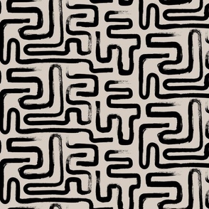 Tribal Abstract Maze Half-Drop (Medium 12-inch repeat) 