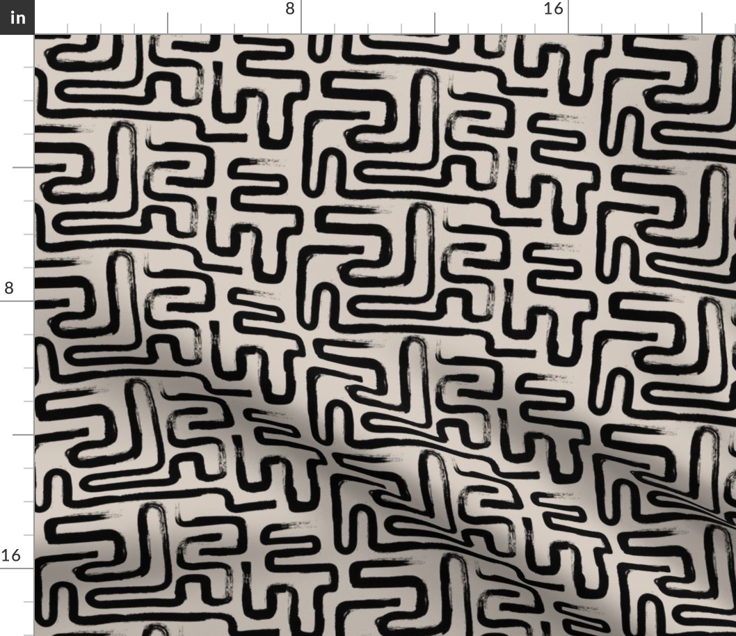 Tribal Abstract Maze (Small 8-inch repeat) 