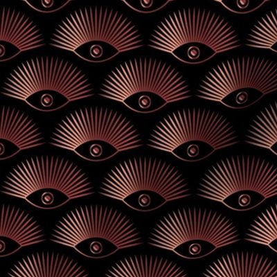 Art Deco Evil Eye - Metallic Pink on Black - MEDIUM