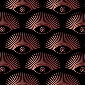 Art Deco Evil Eye - Metallic Pink on Black - MEDIUM