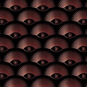Art Deco Evil Eye - Metallic Pink on Black - SMALL