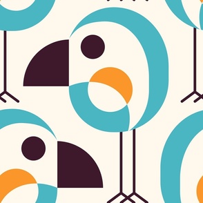 2796 E Extra large - geometric retro birds