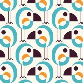 2796 E Small - geometric retro birds