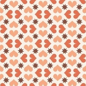 Hearts and Stars cute geometric coordinate in orange and peach (small micro mini)