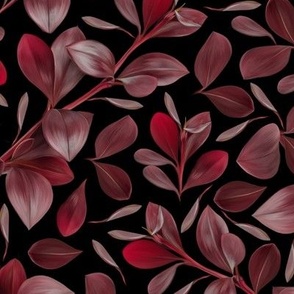 Red Succulent - Moody Dark Botanical - Artistic Hand Painted Brushstroke