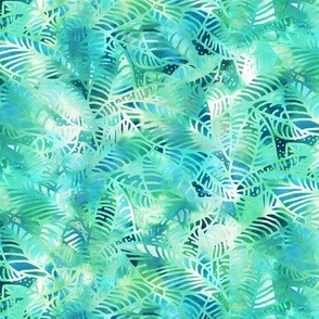 Batik Leaves Tie Dye Teal 225