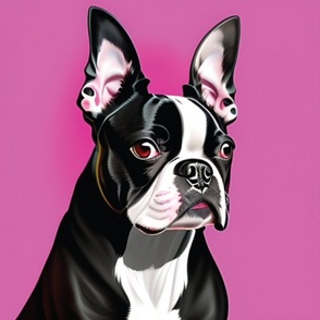18 inch panel Boston Terrier Dog pink design spring summer girl dress fabric