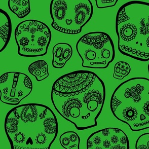 Funky Sugar Skulls - Emerald Green  - Large