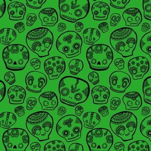 Funky Sugar Skulls - Emerald Green  - Medium