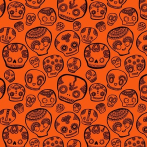 Funky Sugar Skulls - Orange - Medium_
