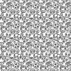 Sugar Skulls - Black on White - Small