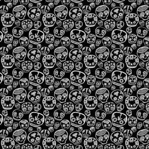 Sugar Skulls - White on Black - Small