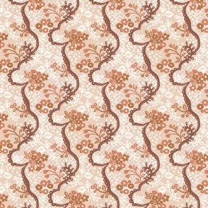 Romantic boho lace for wedding in blush pink and earthy rust brown Small scale