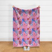 Naked Love for Nature Bold Painterly Pink Red Blue Large scale