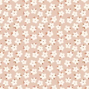 Romantic simple tossed cotton blossoms on blush pink MULTI DIRECTIONAL Small scale