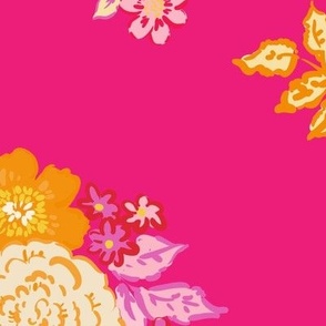 Bold florals on hot pink Medium scale