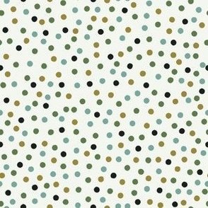 Green Dot Scatter Pattern - different shades of green spots on an off white background 