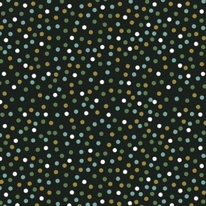 Green Dot Scatter Pattern - different shades of green spots on an off black background - Small