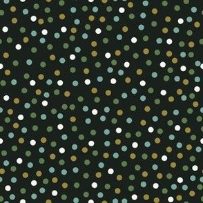 Green Dot Scatter Pattern - different shades of green spots on an off black background