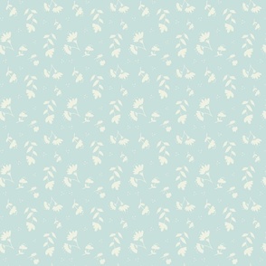 Pale Green Flowers on blue_SMALL