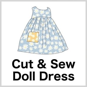 Ditzy Daisies Cut & Sew Doll Dress Kit (blue) on FAT QUARTER for Forever Virginia Dolls and other 1/8, 1/6 and 1/5 scale child dolls  // little small scale tiny mini micro doll 