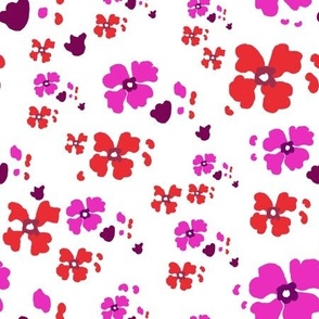 Purple and red floral mix on white
