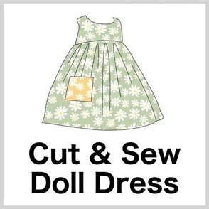 Ditzy Daisies Cut & Sew Doll Dress Kit (green) on FAT QUARTER for Forever Virginia Dolls and other 1/8, 1/6 and 1/5 scale child dolls  // little small scale tiny mini micro doll 