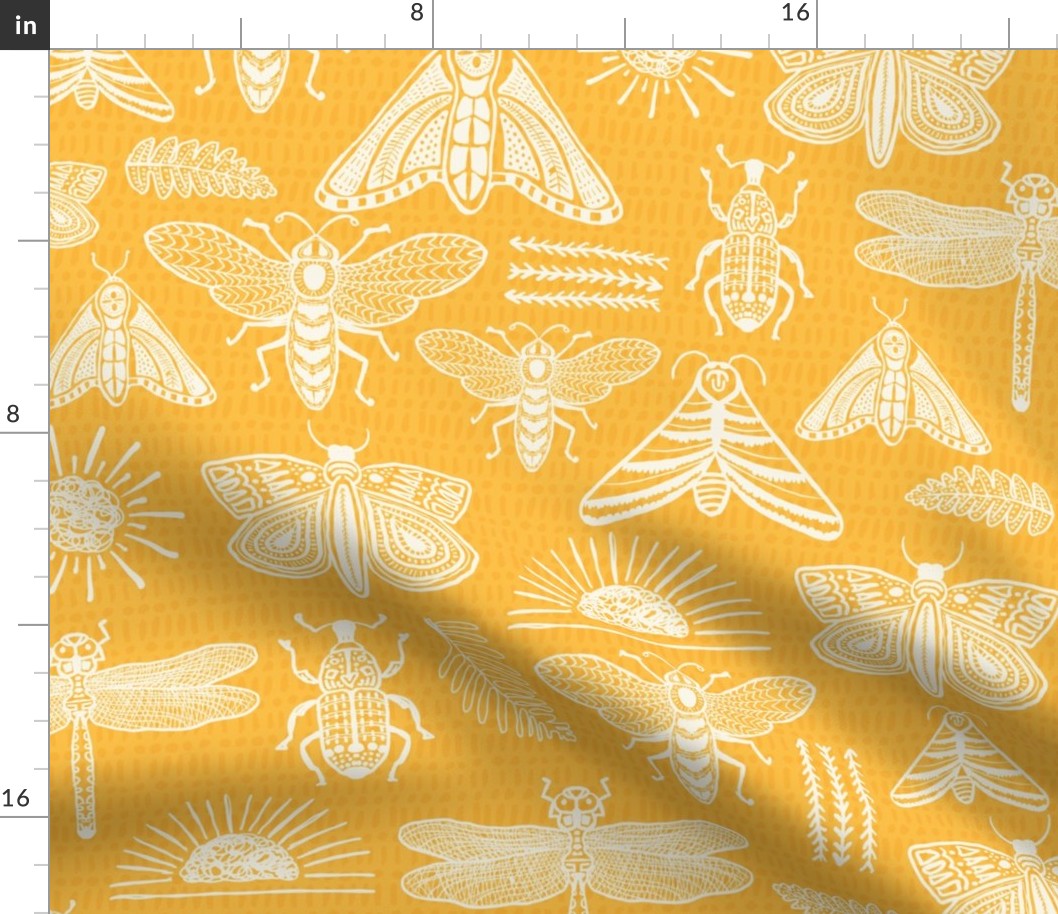 Yellow Sunny Doodle Bugs, beetle, butterfly, dragonfly-MEDIUM