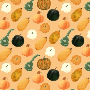 Watercolor Pumpkins, 12x12