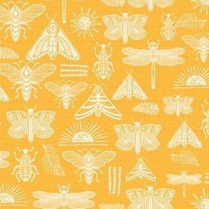 Yellow Sunny Doodle Bugs, beetle, butterfly, dragonfly-SMALL