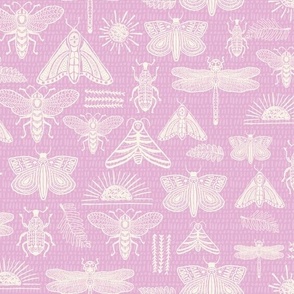 Pink Doodle Bugs, beetle, butterfly, dragonfly-SMALL