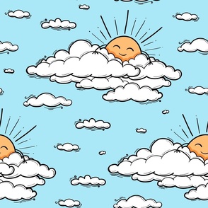 Cute clouds and sun pattern
