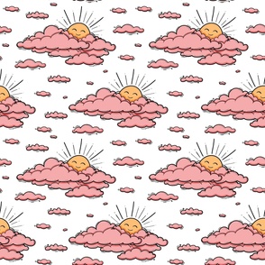 Cute clouds and sun pattern