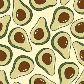 Avocado fruit doodle pattern