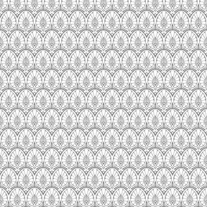 Art Nouveau Flower-Leaf Pattern (White with Gray background)