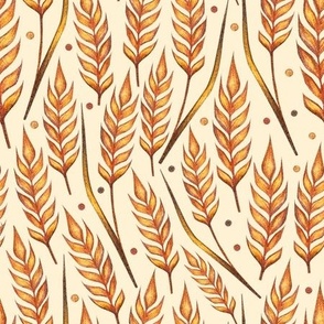 Ear of wheat watercolor pattern