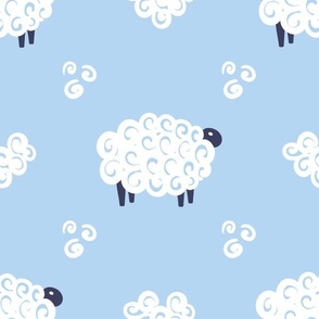 Cute sheep blue pattern