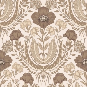 Pretty Poppy Damask in taupe - 11”