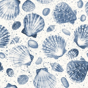 Watercolor seashells on the sand