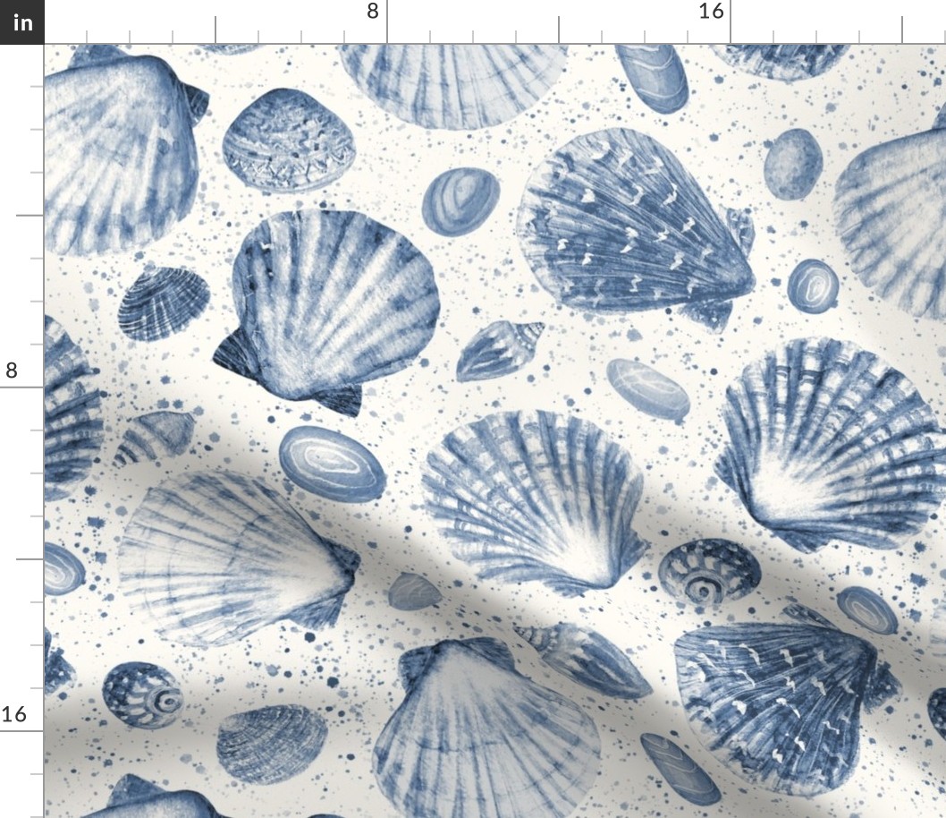Watercolor seashells on the sand