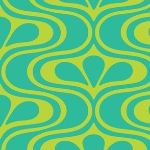 Groovy Lime & Teal Mid-Mod Design | Medium scale - 10" repeat