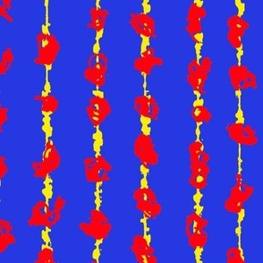 Abstract Roses Against Modern Inky Stripes on a Blue Background