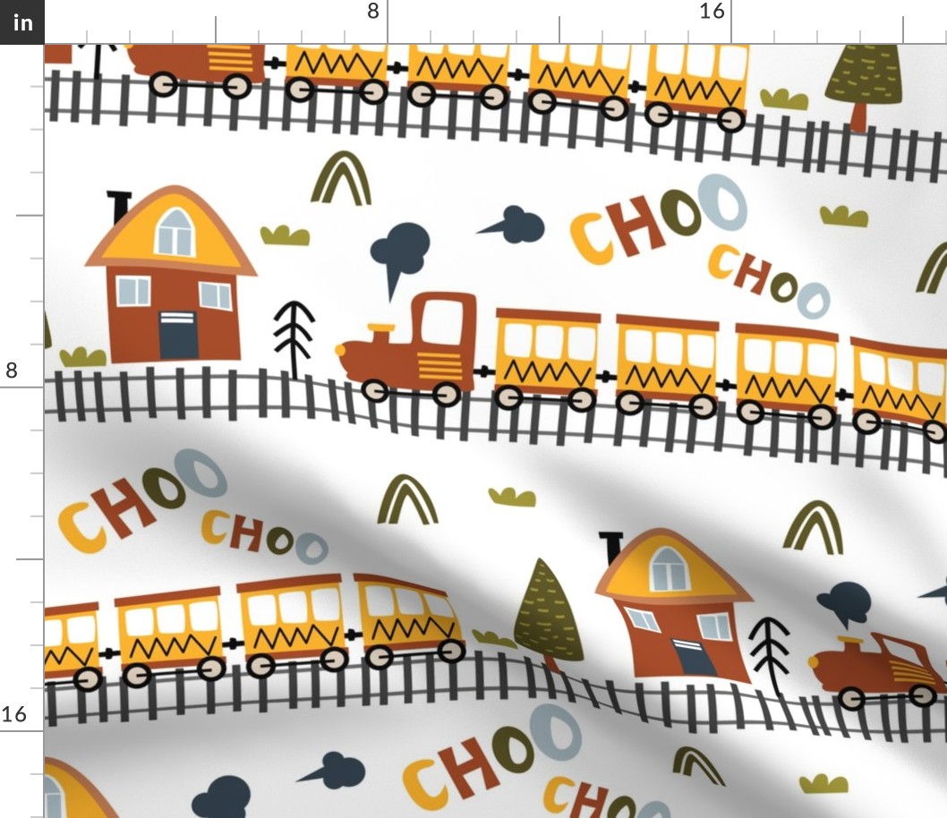 Choo Choo Train Pattern for Kids, Large Scale