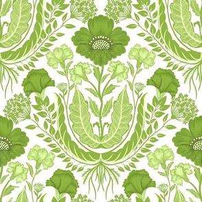 Pretty Poppy Damask in Pear Green -11”