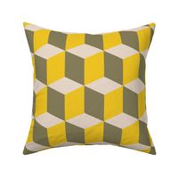 Colorful Tessellated Squares - Yellow, Gray and Beige