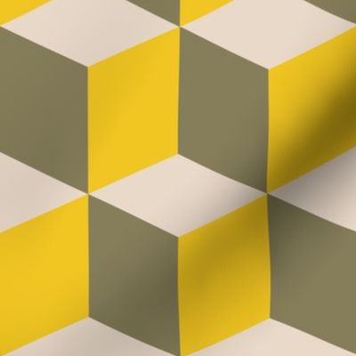 Colorful Tessellated Squares - Yellow, Gray and Beige