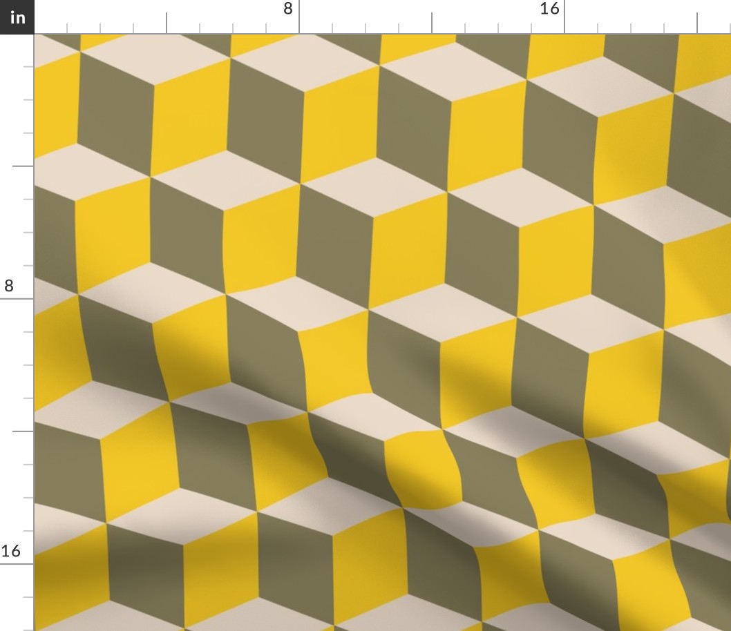 Colorful Tessellated Squares - Yellow, Gray and Beige