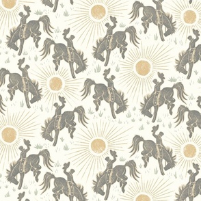 Cowboys and Sunshine - 12" large - silver gray and light gold 