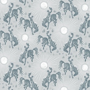 Cowboys and Sunshine - 12" large - slate blue gray 