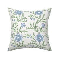 Block Print Sunflower Light Blue and Light Green